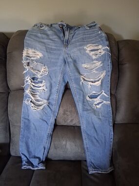 American Eagle Outfitters Light Blue Ripped Boyfriend Jeans